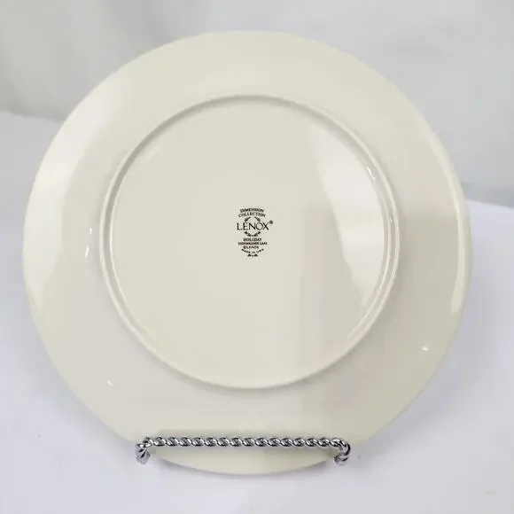 New Lenox Holiday Gold Trim Holly & Berry 8" Lunch Plate Made USA - Picture 3 of 6